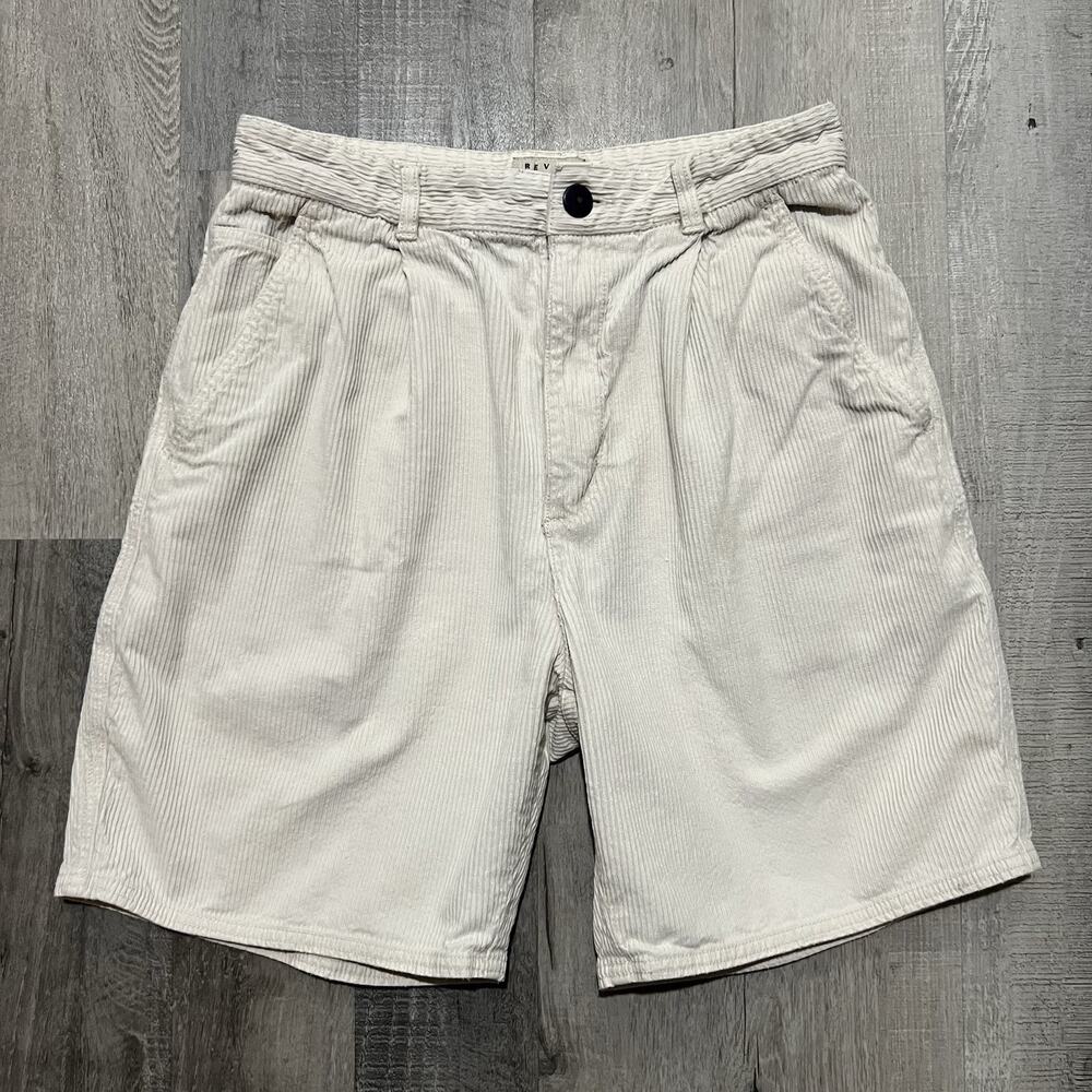 VTG Review By Baxter White Corduroy Surf Beach Shorts Pleated Summer Sz 32